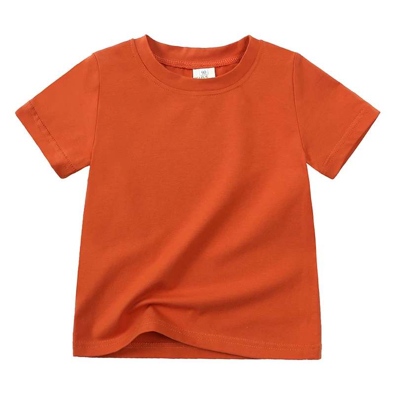 Unisex kids' short sleeve t-shirt on a hanger, ready for display, cotton blend