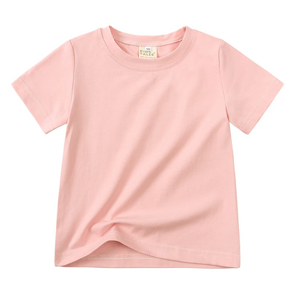 Unisex kids' short sleeve t-shirt with hem detail, durable cotton blend summer wear
