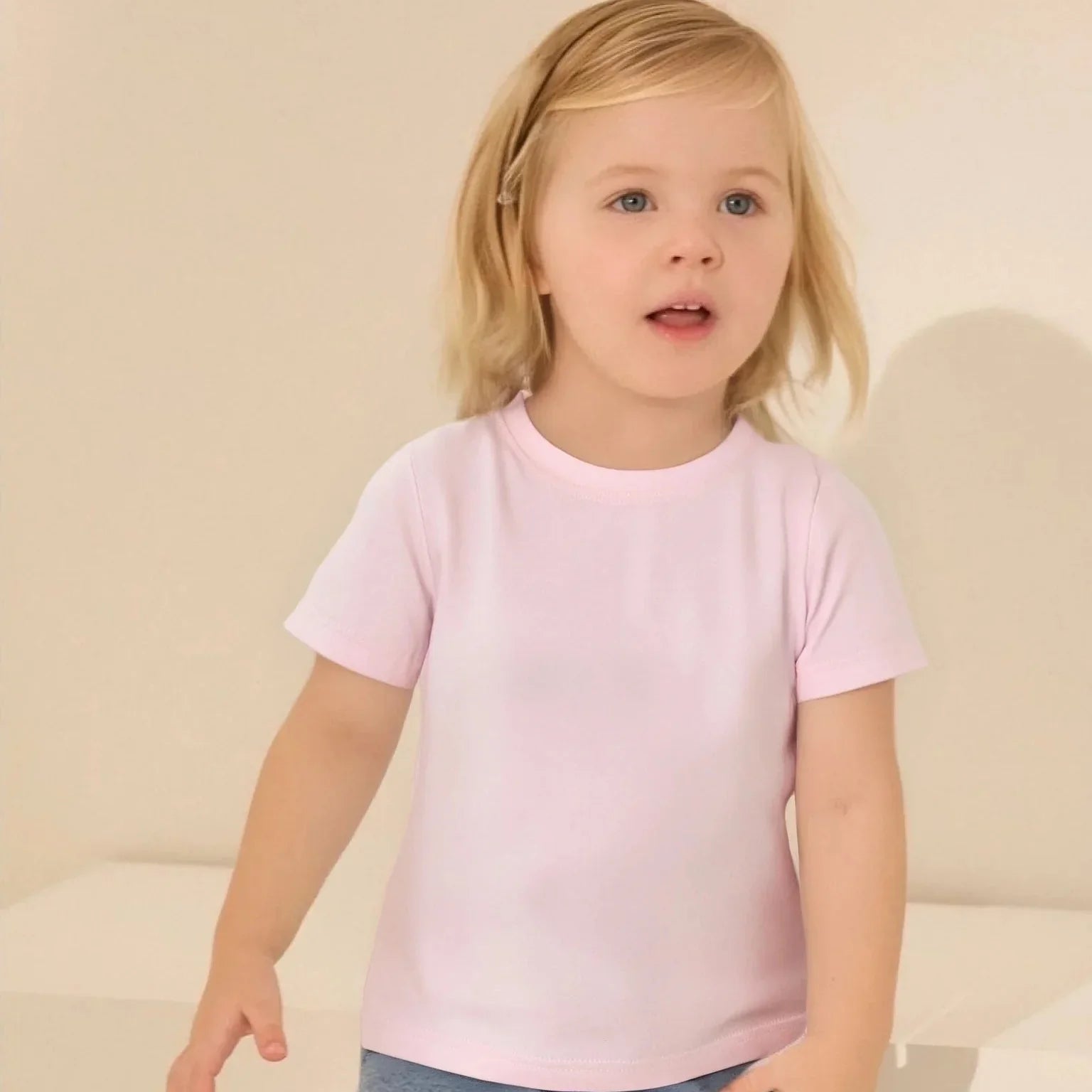 Unisex kids' short sleeve cotton blend t-shirt in blue, comfortable children's clothing