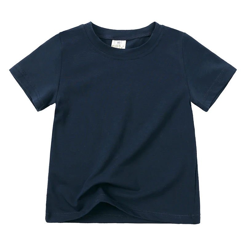 Group of kids' short sleeve cotton blend t-shirts in various colors, summer collection