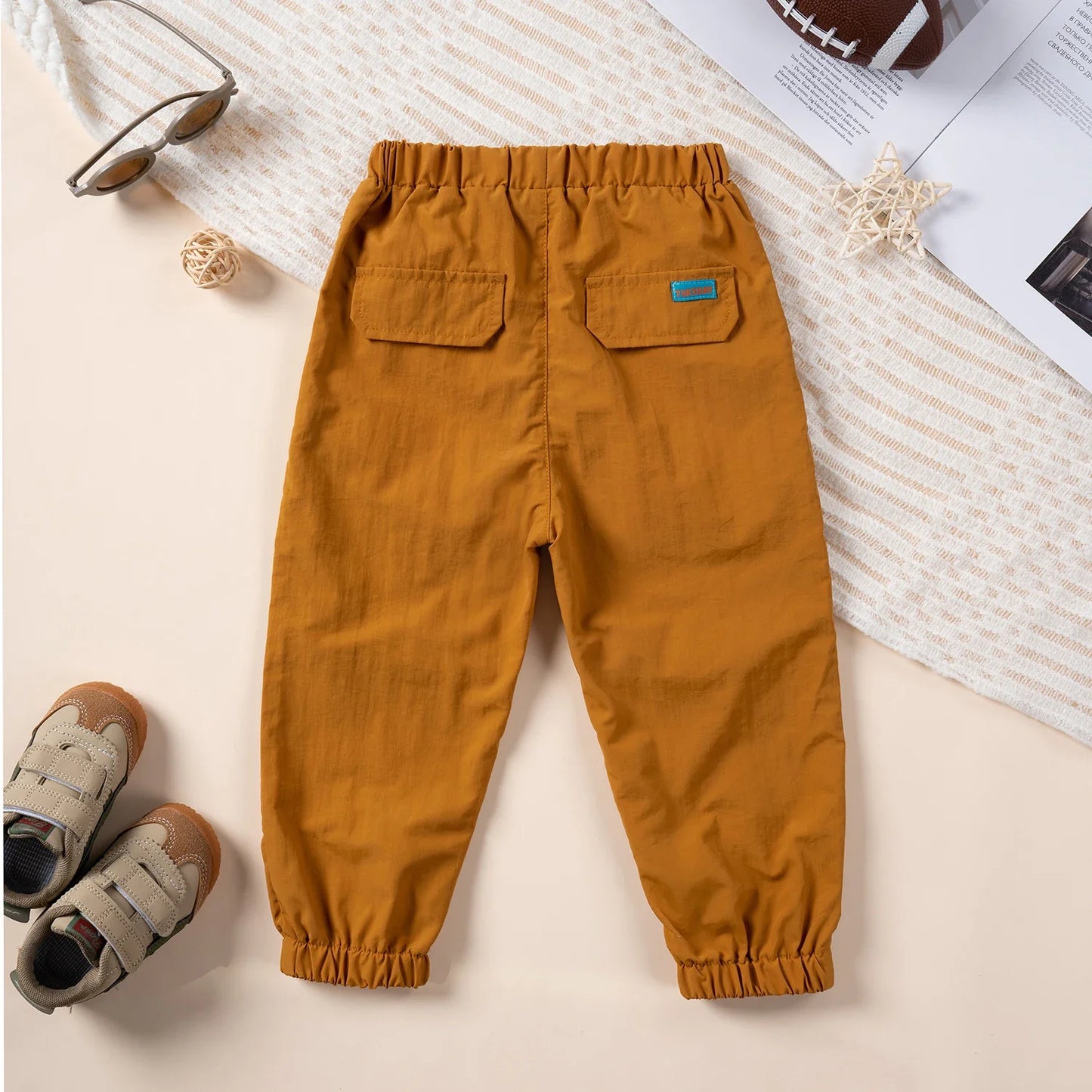 Casual unisex cargo overalls for active kids, made from lightweight nylon