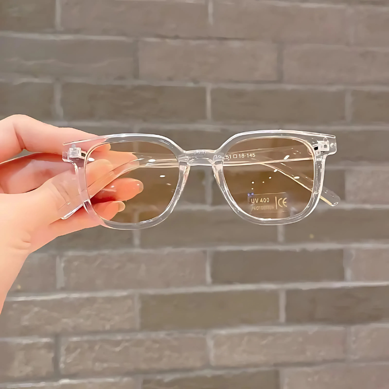 Packaging shot of kids' vintage square UV400 sunglasses, emphasizing protective eyewear for children