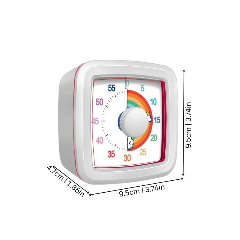 Visual timer for children, blue, with large numbers and red disc, aids focus and task transitions