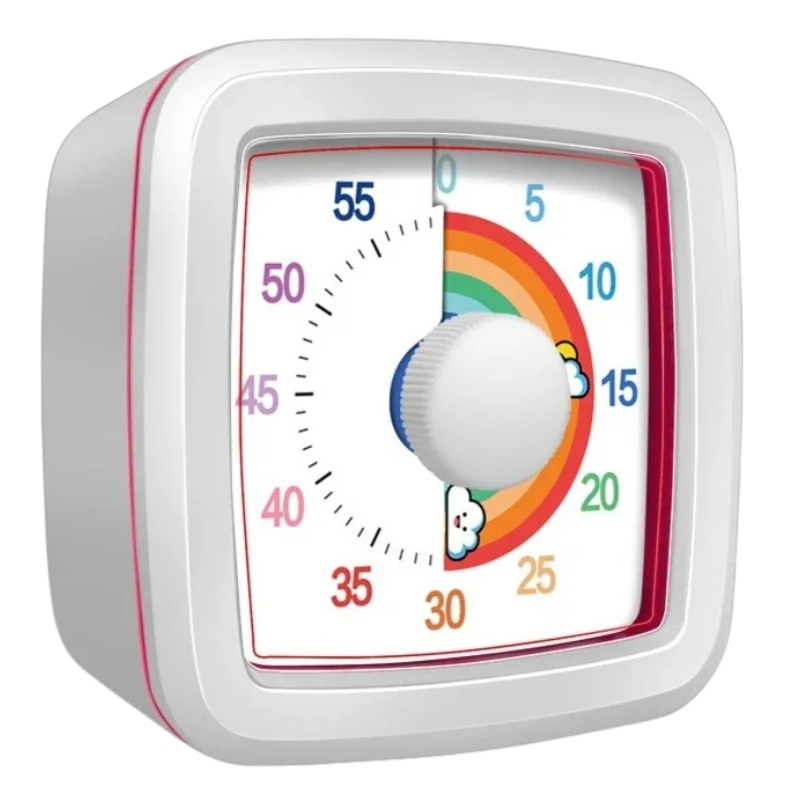 Child setting a green visual timer, illustrating ease of use for kids' routines and tasks