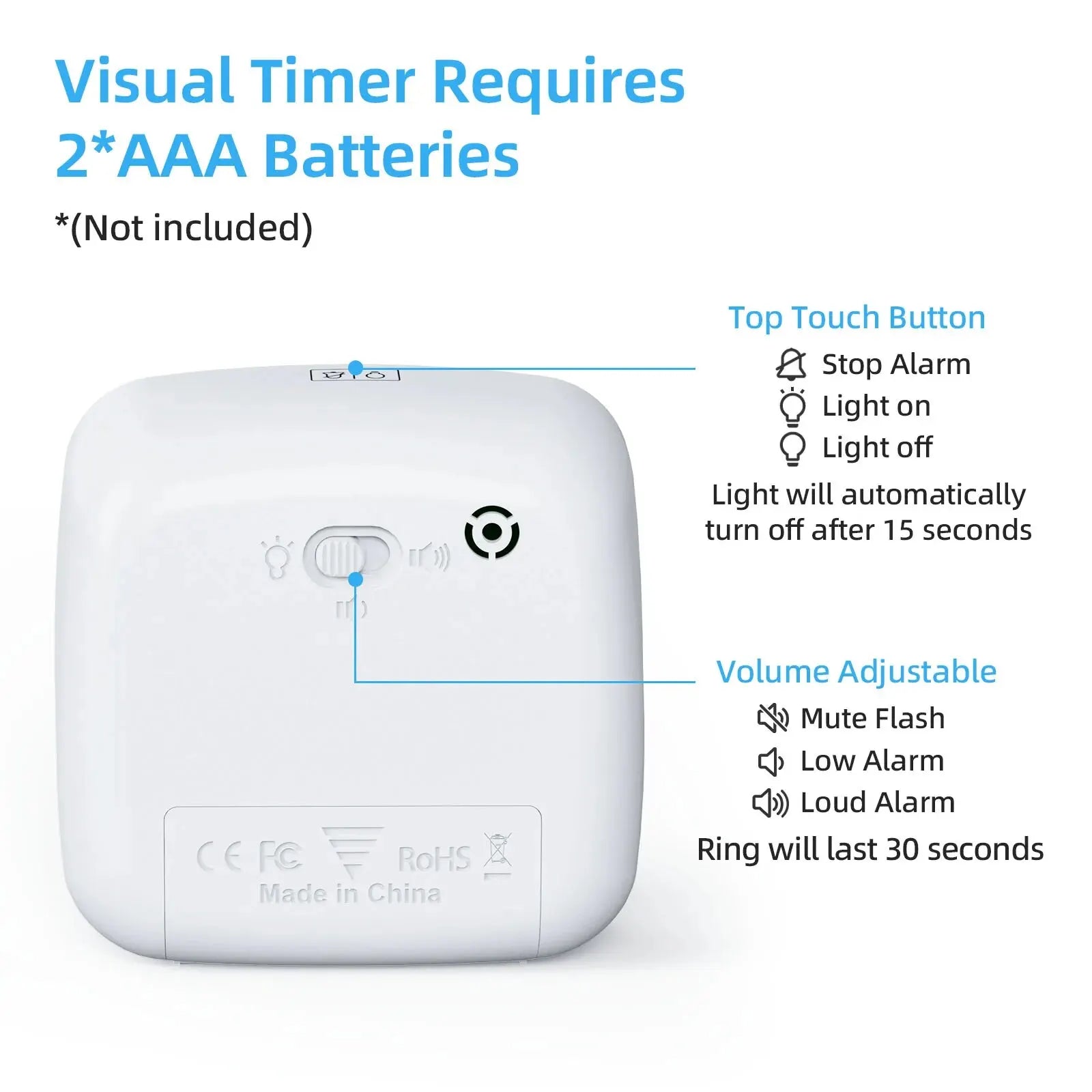 Compact kids visual timer with a colorful display, a silent and effective focus aid for school.