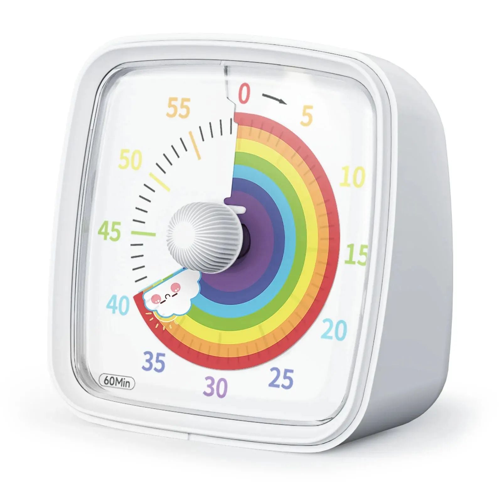 Portable visual timer with night light function, great for kids' desks, kitchens, or travel.