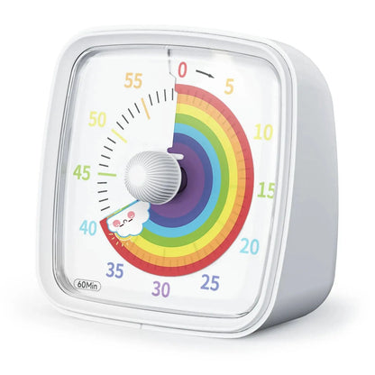 Portable visual timer with night light function, great for kids' desks, kitchens, or travel.