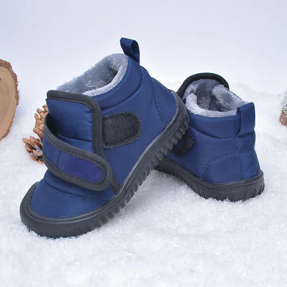 Warm winter snow boots for boys and girls, dark blue, ideal for snow and cold.