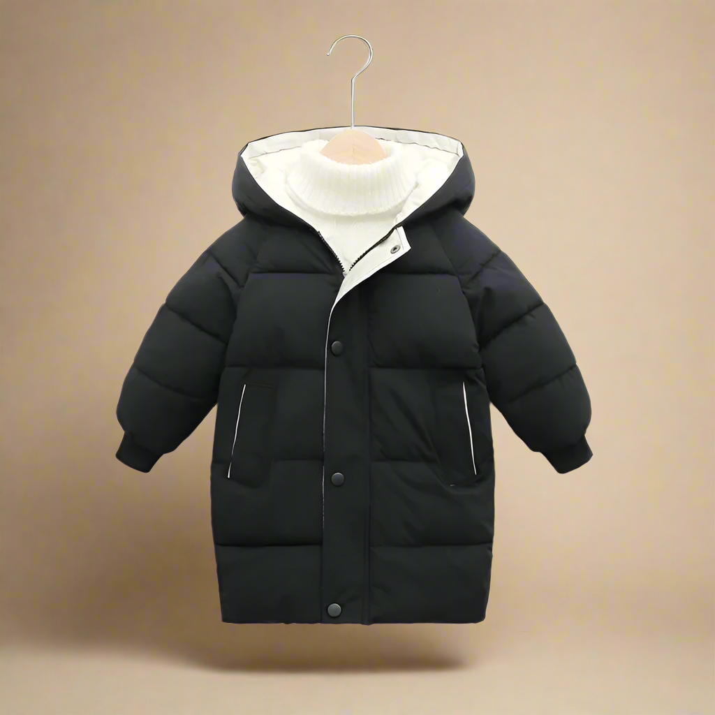 A range of kids' warm cotton puffer jackets in various colors, perfect for cold weather children's clothing