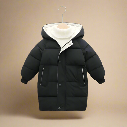 A range of kids' warm cotton puffer jackets in various colors, perfect for cold weather children's clothing