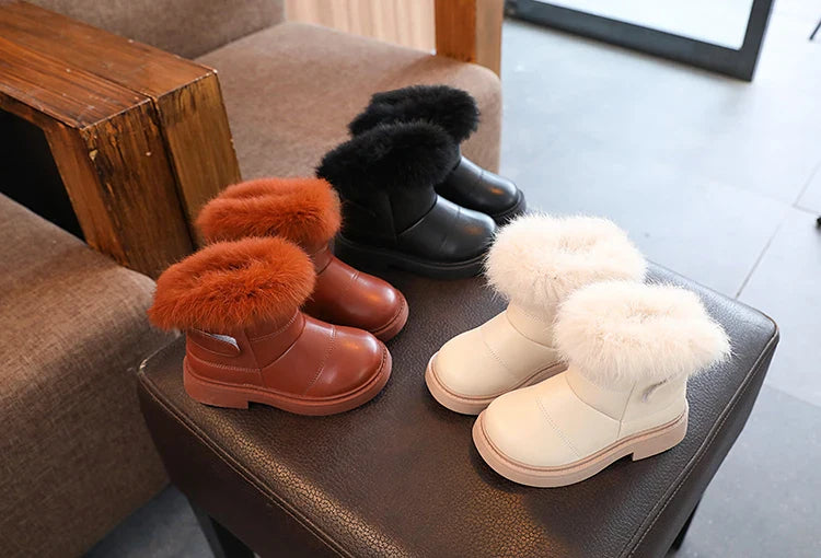 Toddler girls' blue waterproof snow boots with soft lining for winter play