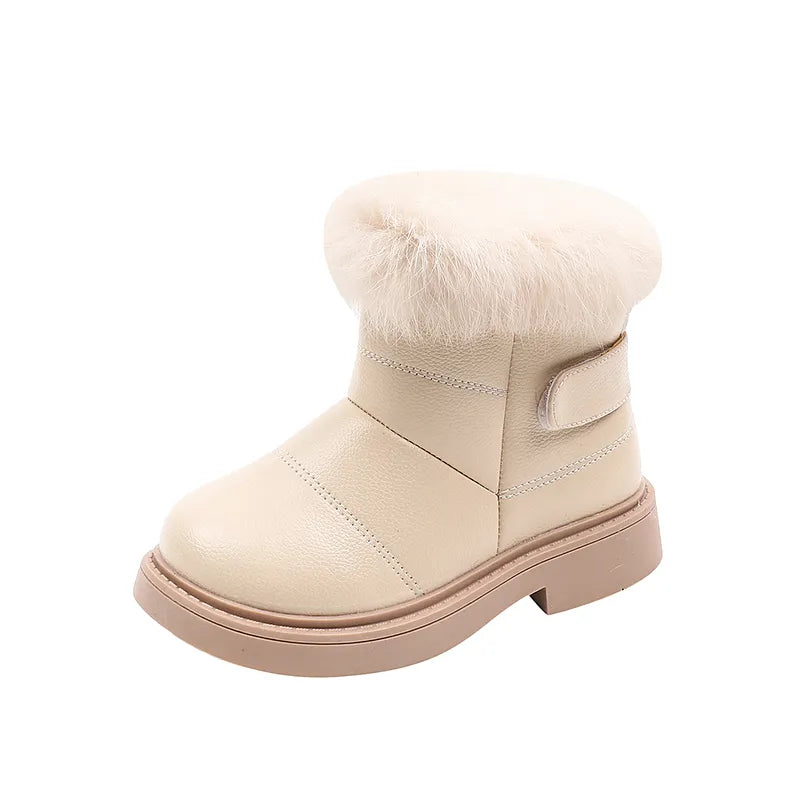 Kids' blue high-top snow boots with cozy plush lining for warmth