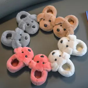 Adorable puppy design slippers, perfect warm & cozy indoor footwear for kids' fall/winter play.