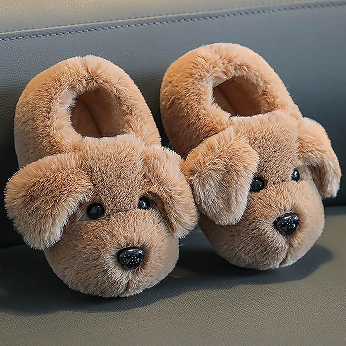 Toddler & children's non-slip puppy slippers, cute and safe indoor/outdoor cozy footwear for little ones.