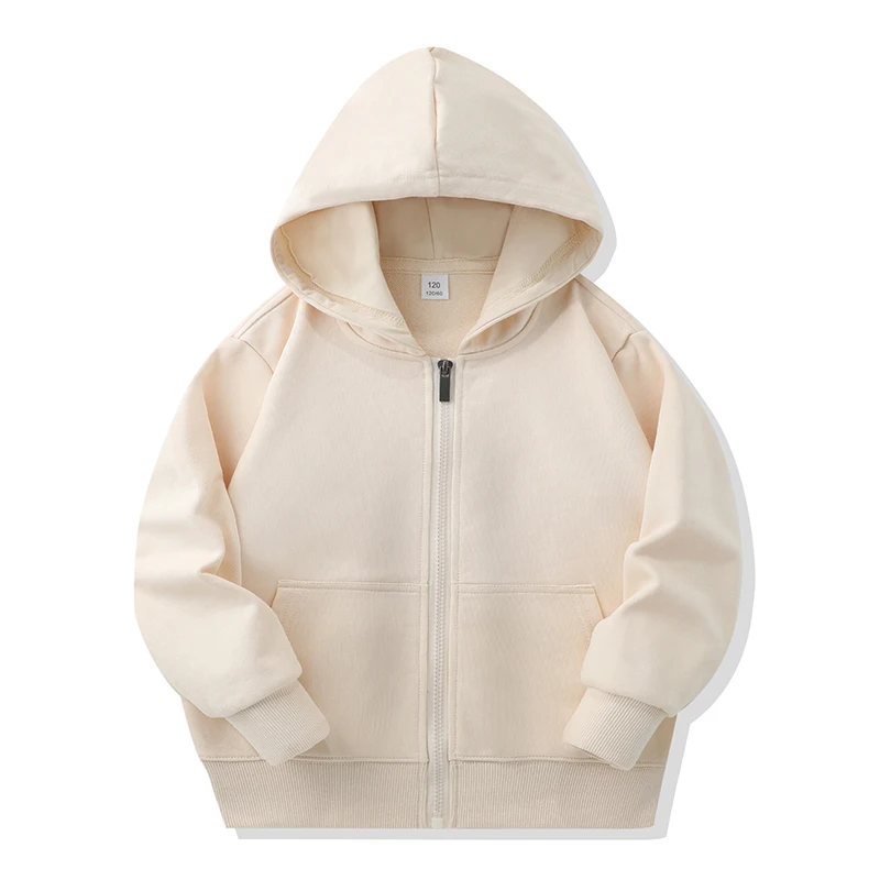 Kids' stylish solid color hoodie, ideal as comfortable outerwear for all seasons.