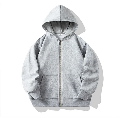 Kids' hoodie in a vibrant solid color, an essential piece of winter clothing.