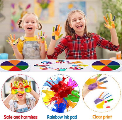 This kids' washable finger paint wheel set encourages creative play and includes a free instructional book.