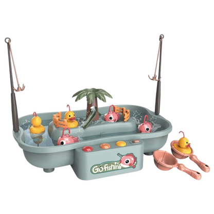 Toddler activity toy: Water Duck Fishing Game with educational play, music, and lights for kids.