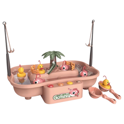 Imagination play gift: Kids Water Duck Fishing Game with interactive lights and music for young children.