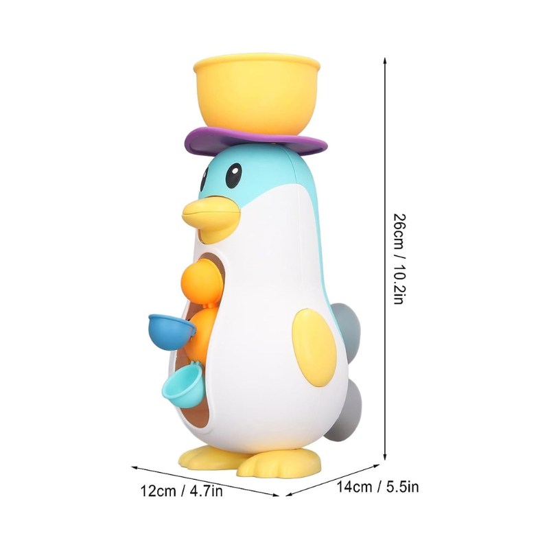 Adorable children's bath toy: spinning penguin water mill for infants, engaging water play