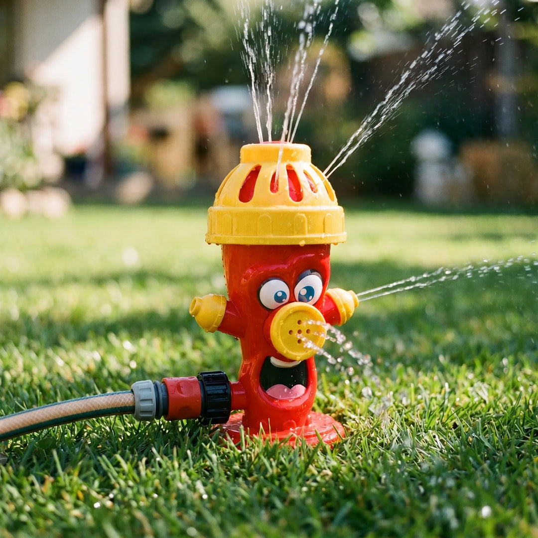 Kids' Whirlish outdoor water sprinkler with spinning action, perfect for summer backyard water fun & outdoor play.