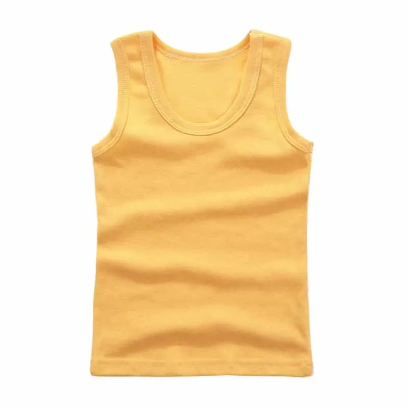 Everyday white cotton sleeveless top for babies & toddlers, breathable & soft.