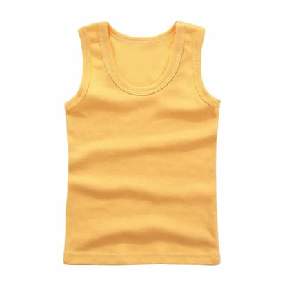 Everyday white cotton sleeveless top for babies & toddlers, breathable & soft.