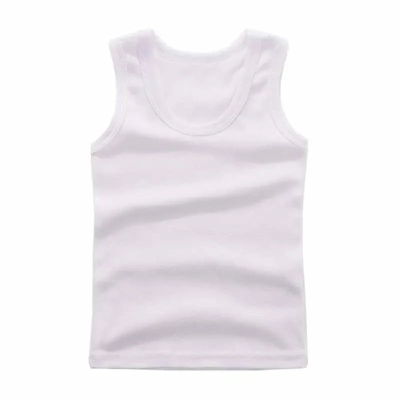 Unisex children's breathable cotton tank top for playwear and summer activities.