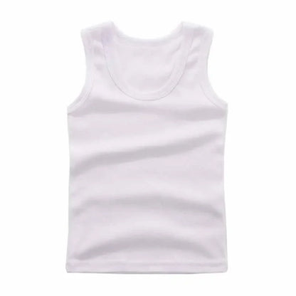Unisex children's breathable cotton tank top for playwear and summer activities.