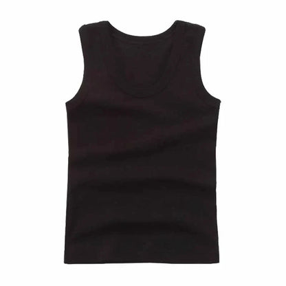 Solid black kids cotton undershirt, soft and breathable for all-day comfort.