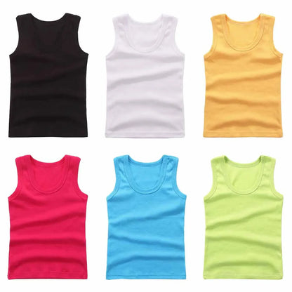 Unisex cotton tank top for active kids, perfect as a breathable summer playwear shirt.