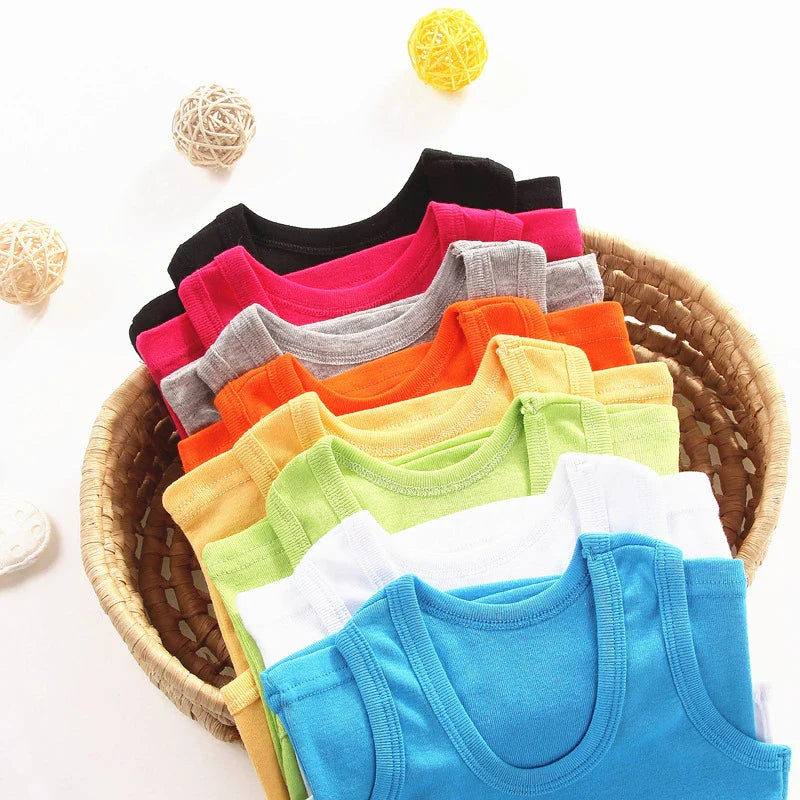 Soft blue kids cotton vest, an essential breathable undershirt for boys and girls.