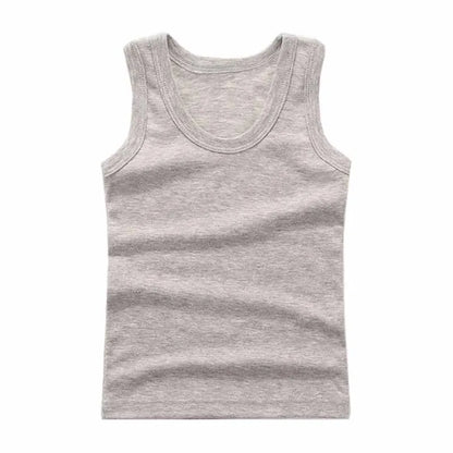 Vibrant red kids cotton tank top, excellent for active children and warm weather.