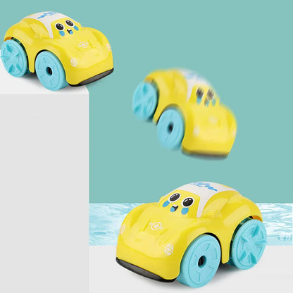 Blue wind-up boat bath toy for kids, ideal for engaging water play in the tub
