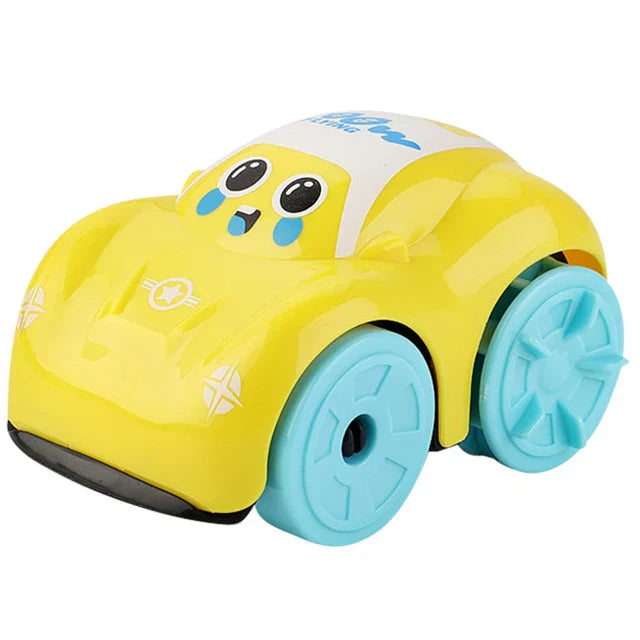 Clockwork bath toy assortment floating in water, including duck, car, and boat for toddlers