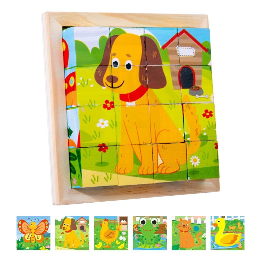 Kids wooden 3D cube puzzle, promoting creative play and cognitive development