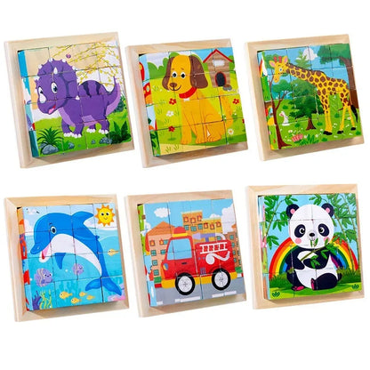Vibrant wooden 3D cube puzzle, enhancing problem-solving and fine motor skills in kids