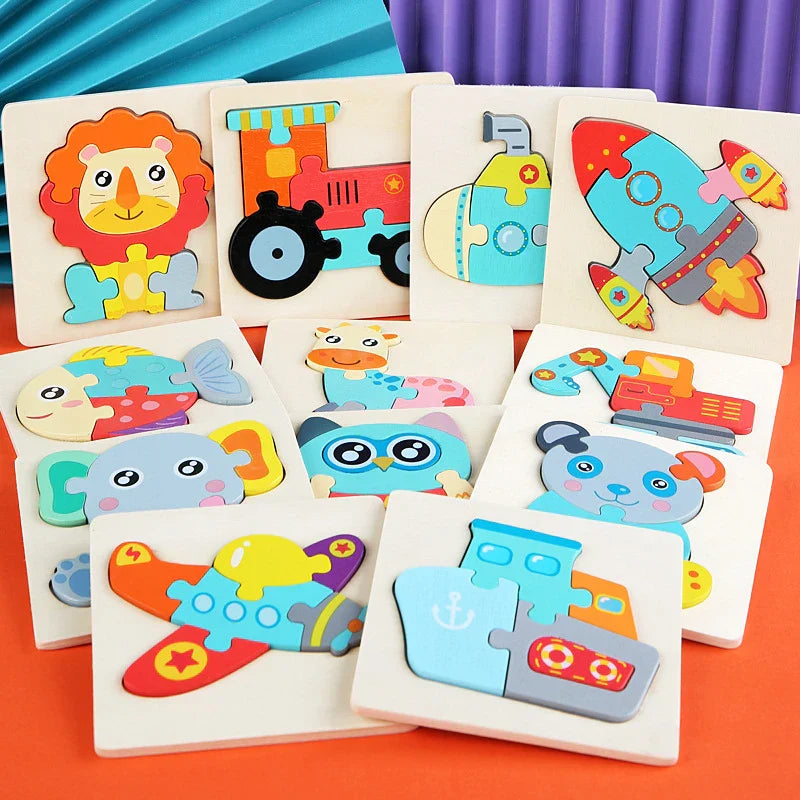 Kids' wooden 3D lion animal puzzle, educational toddler toy for cognitive development