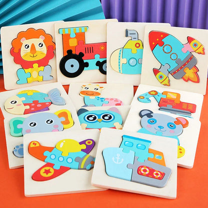 Kids' wooden 3D lion animal puzzle, educational toddler toy for cognitive development
