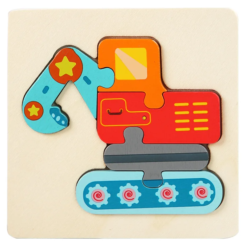 Child enjoying a 3D wooden fire truck puzzle, educational vehicle toy for toddlers