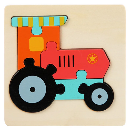 Kids' educational 3D wooden train vehicle puzzle, encouraging imaginative play