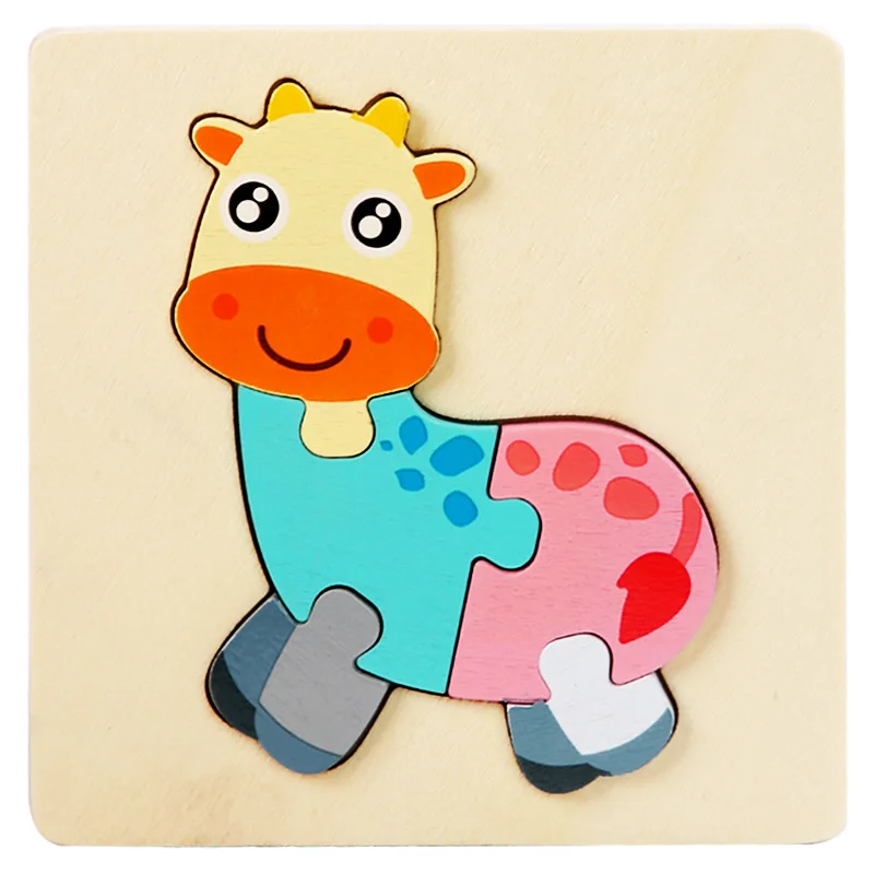 Toddler learning shapes with a 3D wooden horse animal puzzle, cognitive development toy