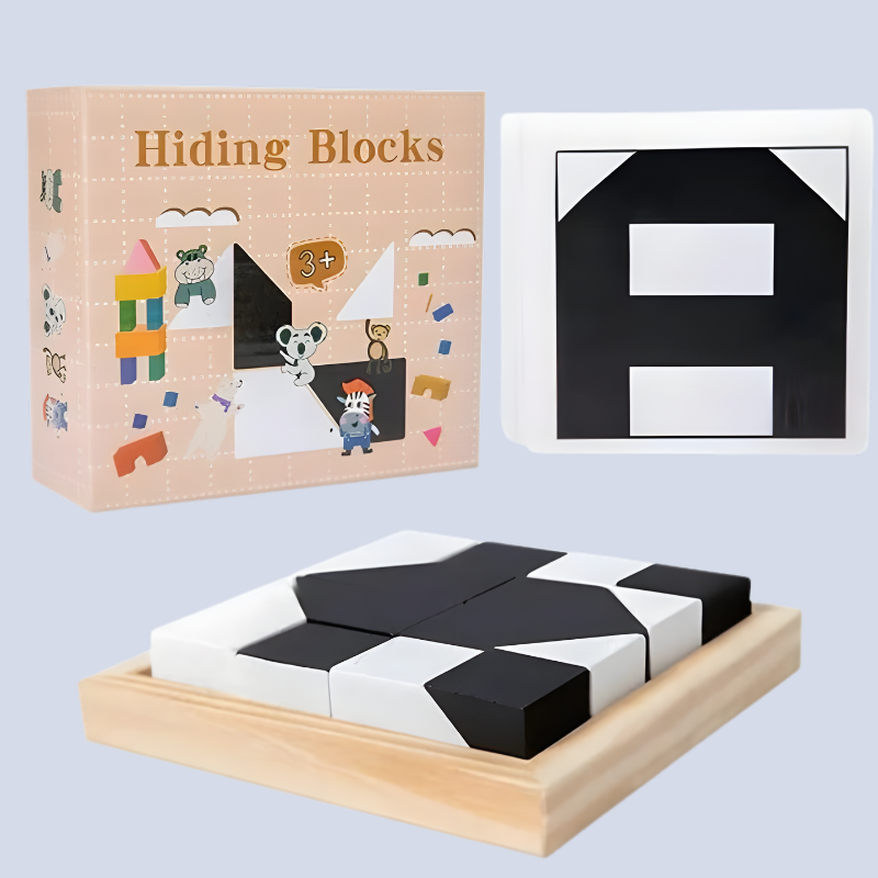 Kids wooden 3D spatial thinking puzzle game, developing problem-solving skills and fine motor coordination