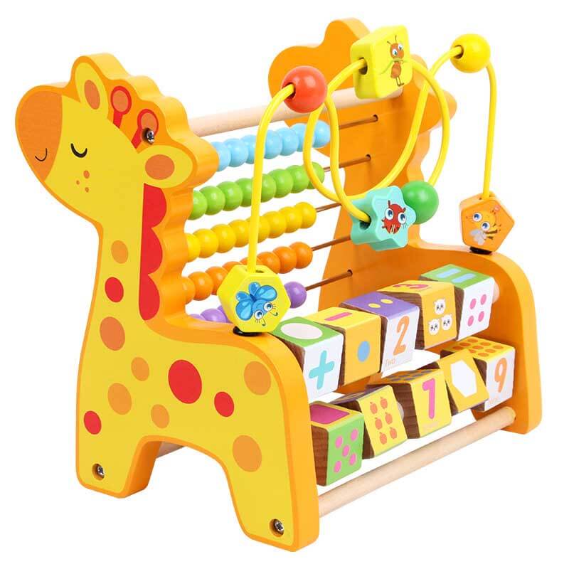 Interactive wooden animal calculator toy, an educational and fun gift for young children.