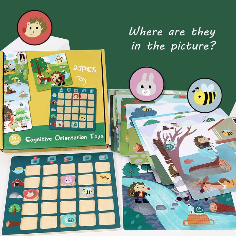 Colorful wooden animal orientation game, educational toy for toddlers, animal-themed learning puzzle