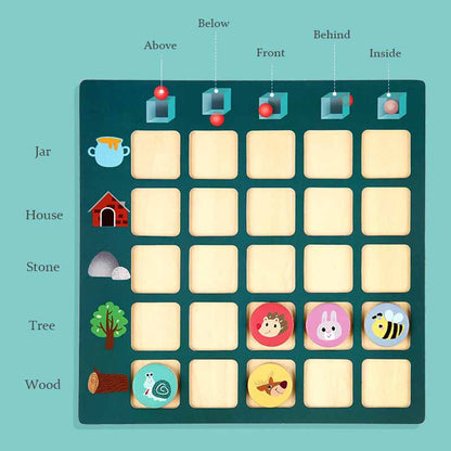 Child playing with wooden animal orientation puzzle, educational kids game for early learning