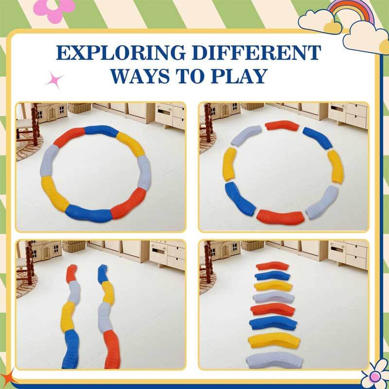 Interlocking balance beam set for kids, promoting active play, durable activity toy