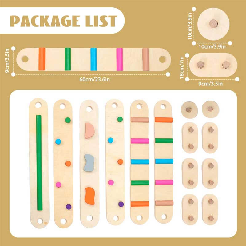 Detailed view of the smooth, child-safe wooden balance beam, perfect for toddler toys