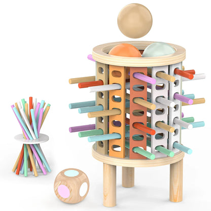 Kids wooden balance tower stacking game, educational toy for fine motor skills development