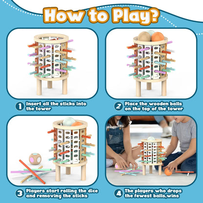 Colorful wooden balance toy, stacking game for children, preschool learning activity